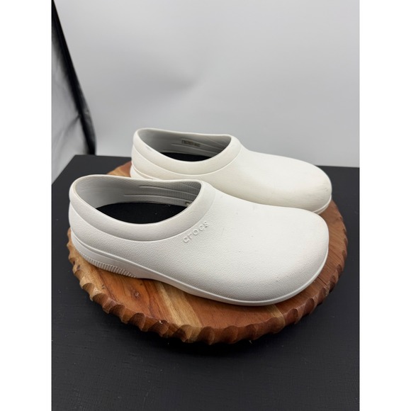 CROCS Shoes - Crocs On-The-clock Clogs Women Size 9 White Slip Resistant Work Shoes 205073